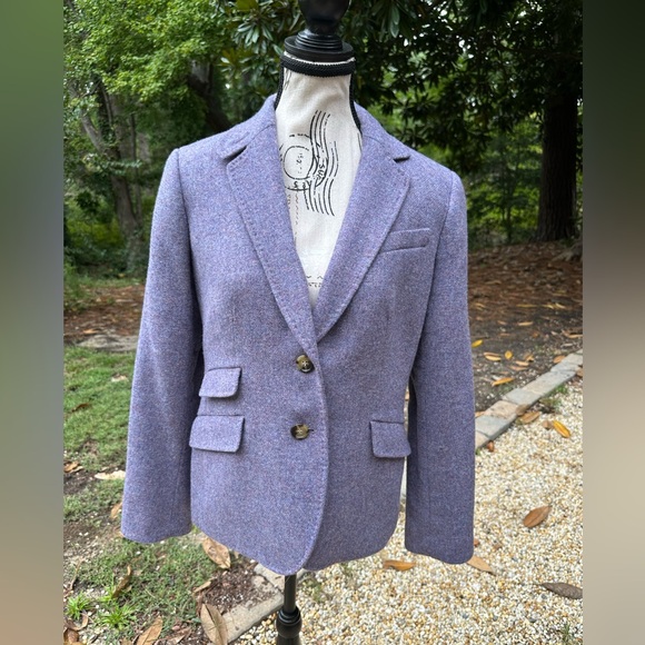 Talbots Purple Wool Blend Blazer Jacket Tailored Fit Lavender Tweed Classic 10P - Picture 1 of 15
